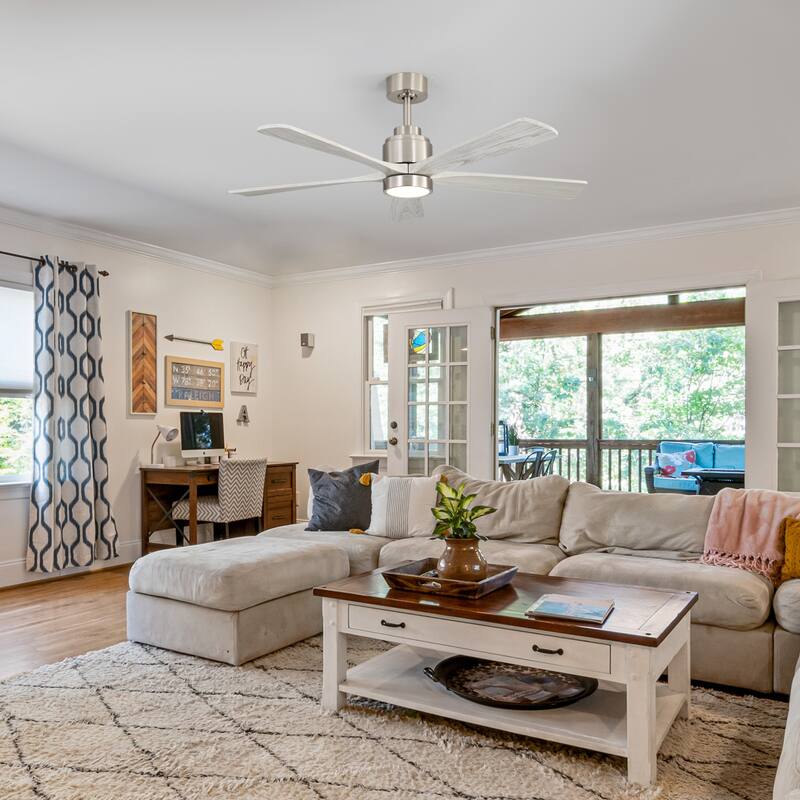 52 Inch Ultra Quiet Reversible Ceiling Fan with Light