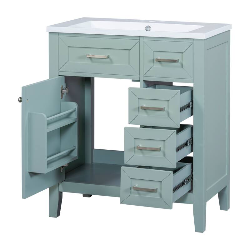 30" Bathroom Vanity with Sink Combo, Bathroom Cabinet with Drawers, Solid Frame and MDF Board