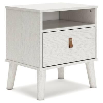 White 1 Drawer 15 in. W Nightstand with Sturdy Knob Pulls