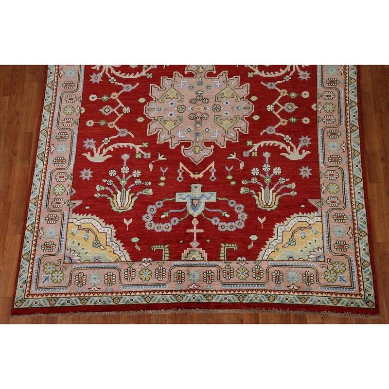 Geometric Turkish Oushak Area Rug Handmade Wool Carpet - 6'5"x 8'0"