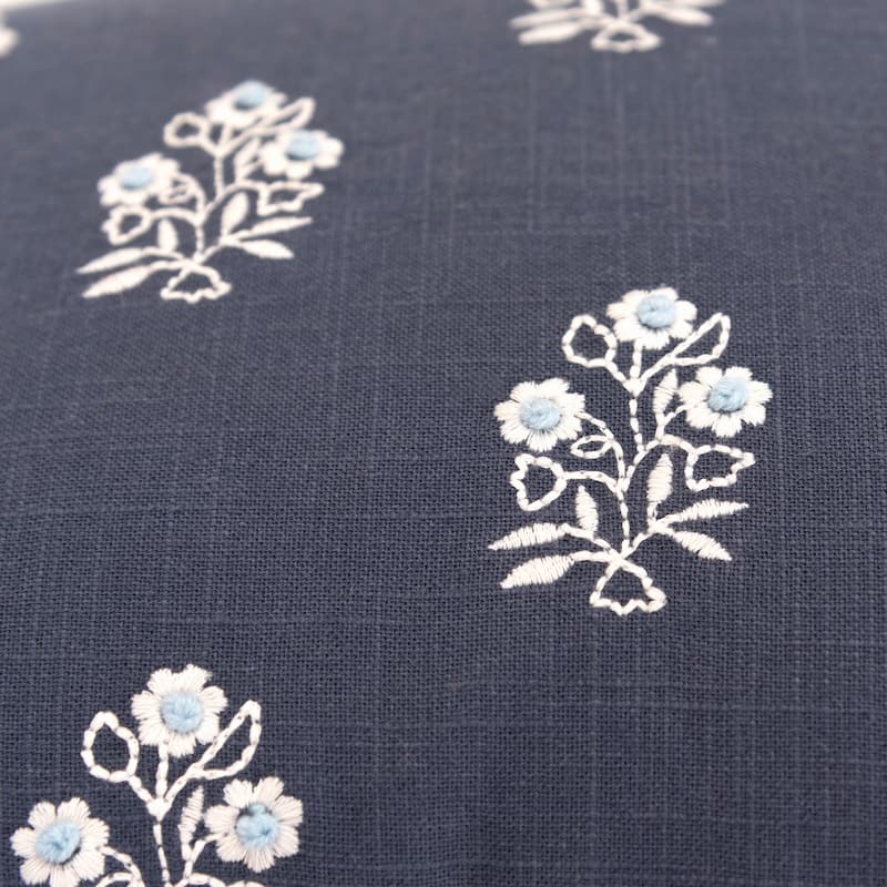 Rizzy Home Embroidered Blue Floral Throw Pillow