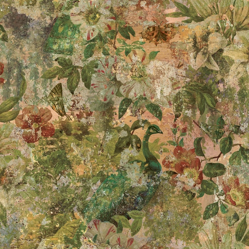 Vintage Floral Peacock Non-pasted Wallpaper – 396in x 20.8in