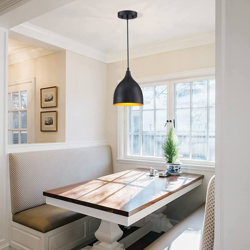 1-Light Matte Black Finish with Gold-Painting Inside Mini Pendant