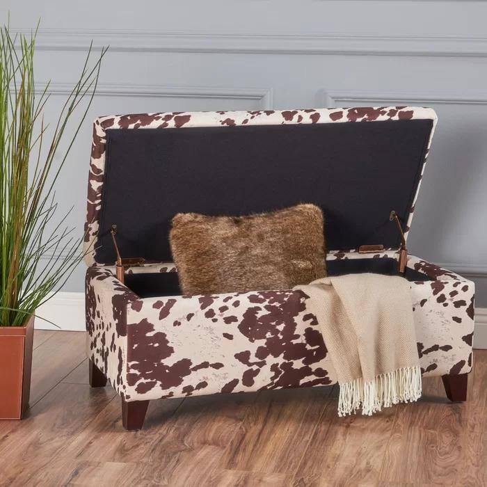 Upholstered Storage Bench Decorative Bench with Flip, Bedroom End of Bed Bench Corridor Stool with Safety Hinges