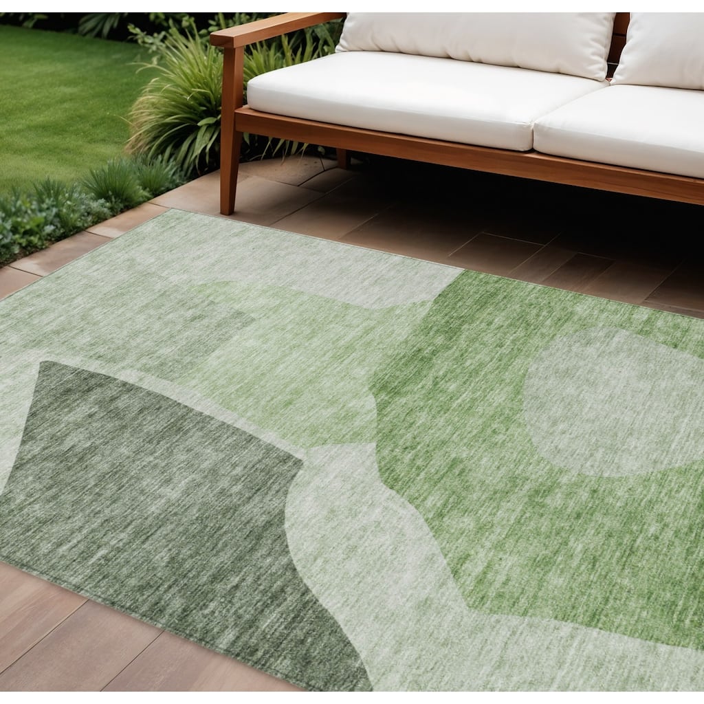 HomeRoots Abstract Transitional Rectangle Outdoor Rug