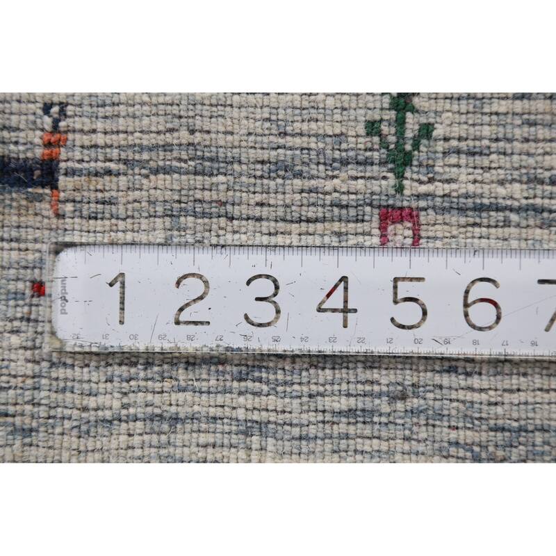 Hand Knotted Oriental 100% Wool Carpet Tribal Animal Pictorial Beige & Ivories Gabbeh Runner Rug - 9' 11'' X 2' 5''