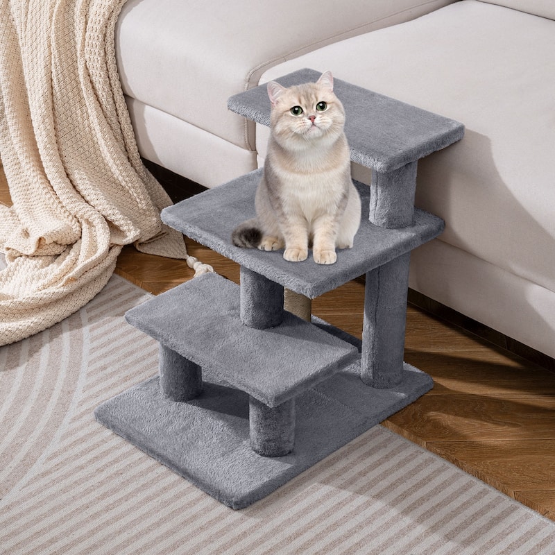 Gymax 2-in-1 Cat Tree Tower Pet Steps w/ Scratching Posts Hanging Toy