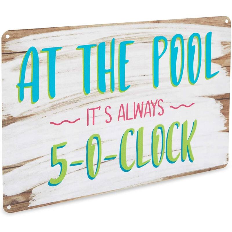 2 Pack Funny Outdoor Pool Signs and Decor, Summer Party Supplies (12 x 8 in)