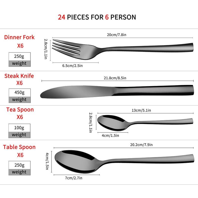 Velaze 24-piece Stainless Steel Flatware Set, Service For 6