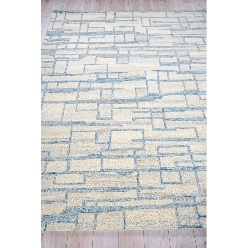 Exquisite Rugs Naturals Handmade Hand-tufted New Zealand Wool on Canvas Blue/Ivory Area Rug