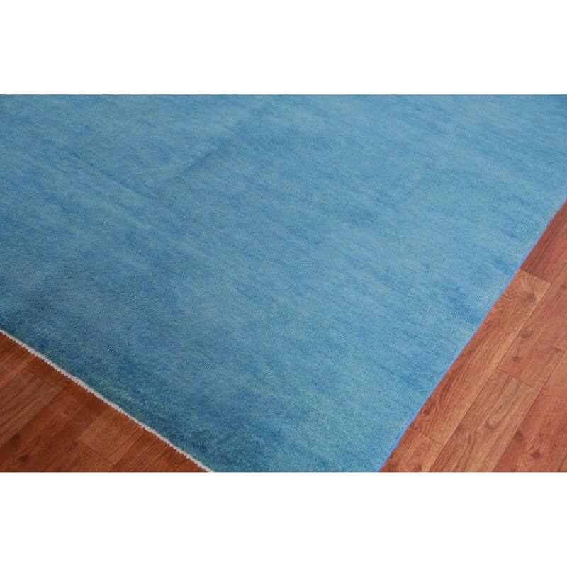Hand Knotted Oriental 100% Wool Carpet Modern Solid Navy Blue & Blues Gabbeh Area Rug - 9' 9'' X 9' 9''