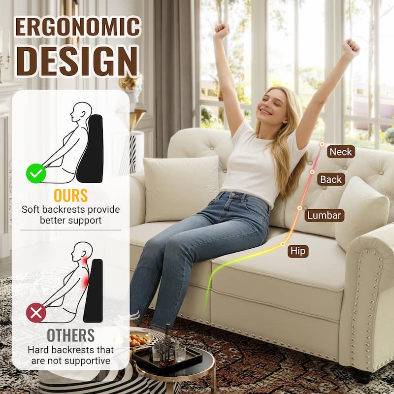 Mid-Century Modern Chesterfield Sofa with Button Tufted