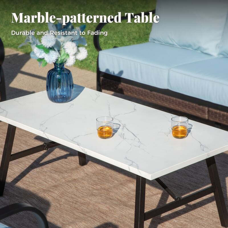 MAISON ARTS 4-Seat Patio Conversation Sets with 2 Rocking Sofa Chairs, 1 Loveseat Sofa and 1 Coffee Table