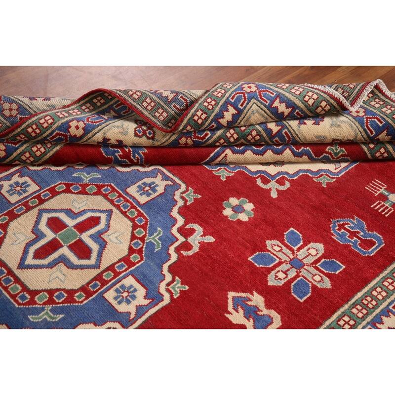 Red Kazak Area Rug Handmade Bedroom Wool Carpet - 6'7" x 10'4"