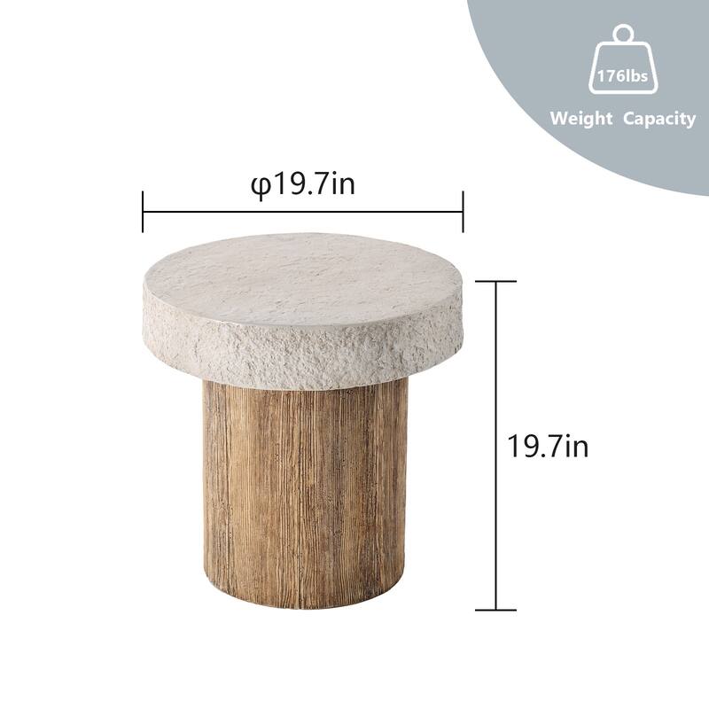 OSIEST 19.7'' Outdoor Concrete Patio Coffee Table