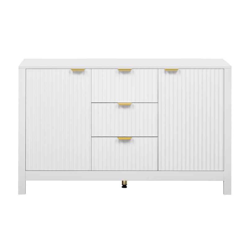 Wave Design MDF Cabinet Sideboard with 3 Adjustable Shelves and 3 Drawers