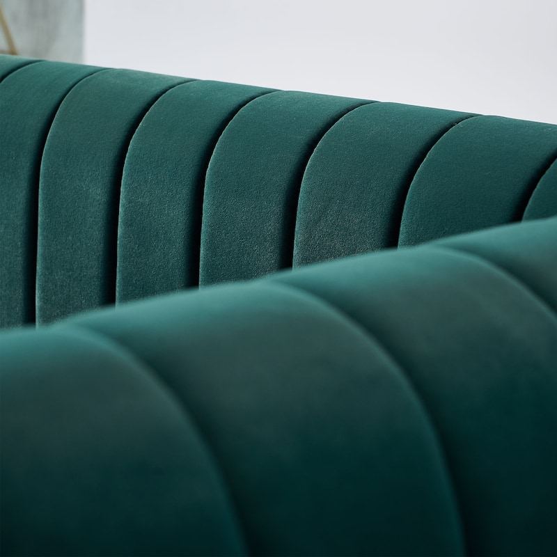 Contemporary Velvet Sofa Couch 84.25''W for Living Room, Green