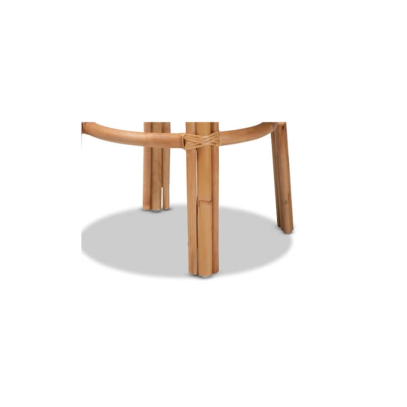 Bohemian Style Modern Rattan Bar Stool with Brown Finish, Footrest Support, Ergonomic Counter Height Seating