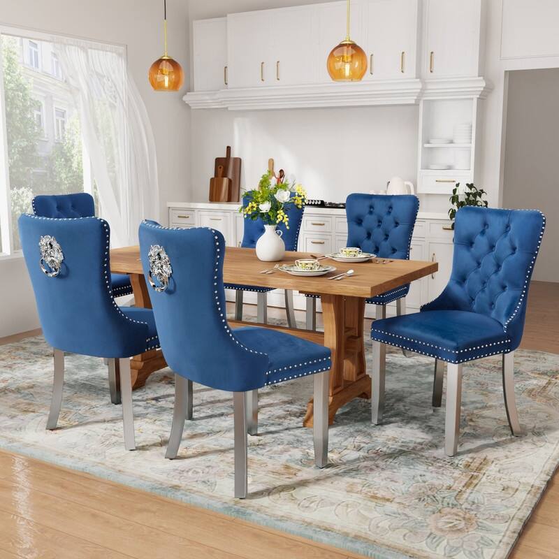 Tufted Naliheads Solid Wood Upholstered Dining Chairs Set of 8