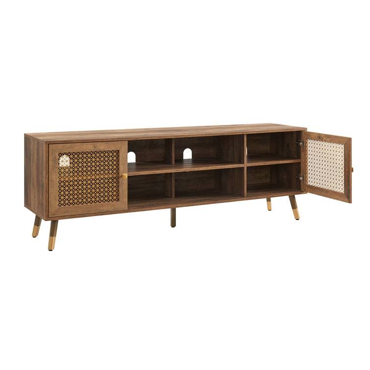 66'' Wood TV Stand Media Console For Tvs Up To 70", Classic Entertainment Center Media Console