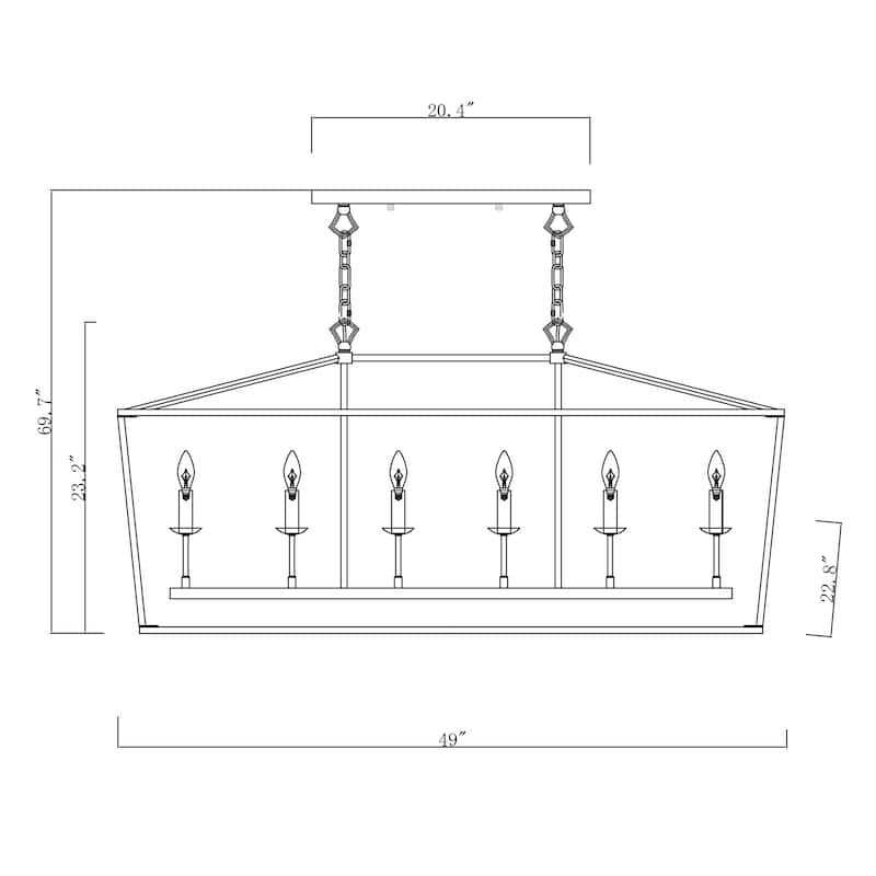 Jayce Matte Black 6-Light Metal Linear Chandelier