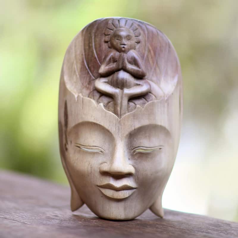 Novica Handmade Meditation Center Wood Mask
