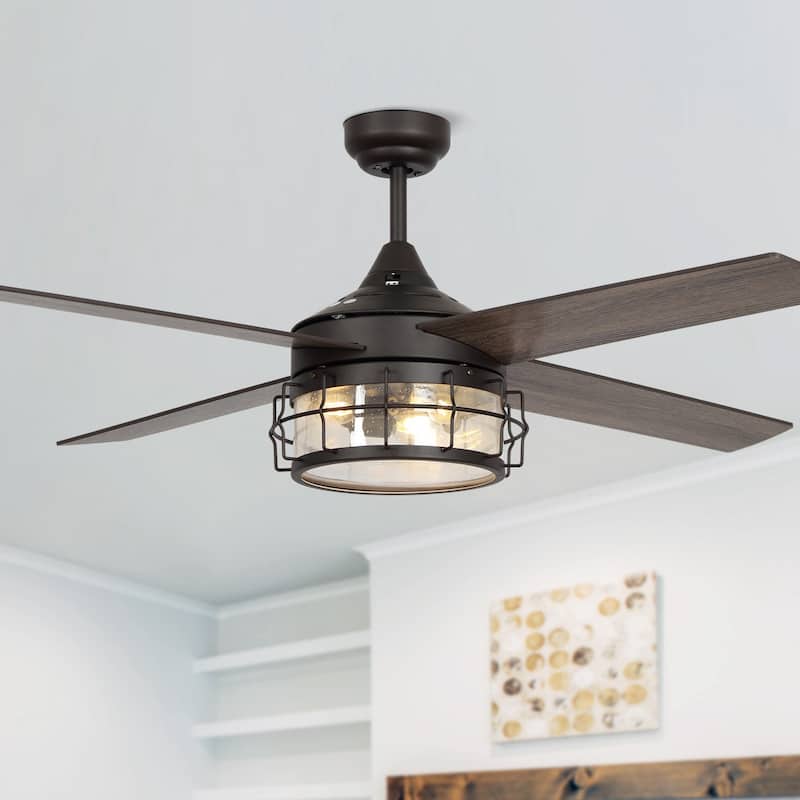 52" Oil-rubbed Bronze 3-Light Wooden Ceiling Fan with Remote