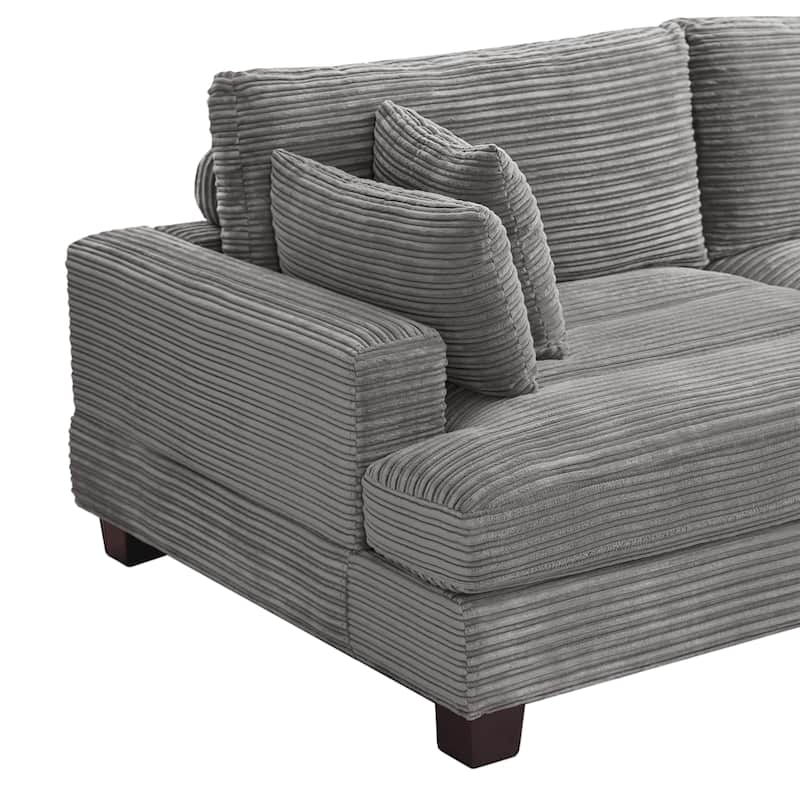 87-in Modern 3-Seater Upholstered Sofa Couch Chenille Design for Living Room