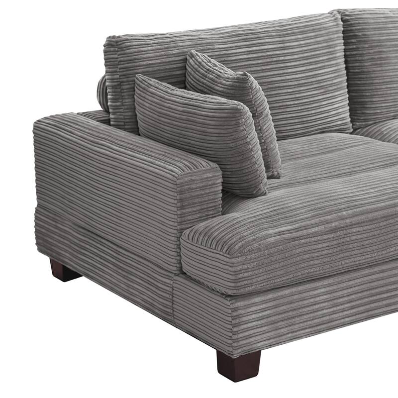 88"W 3-Seater Sofa Chenille Upholstered Couch Modern Loveseat Sofa Wooden Frame Sofa for Living Room