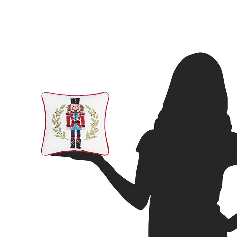 Nutcracker Wreath Embroidered Throw Pillow
