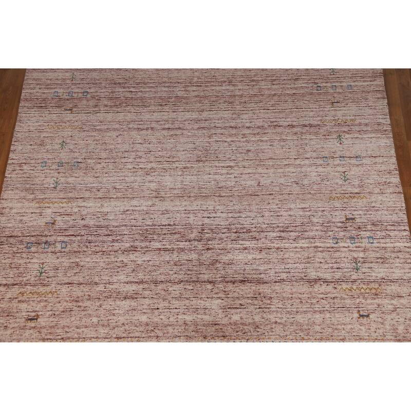 Hand Knotted Oriental 100% Wool Carpet Tribal Animal Pictorial Multi-Colored Gabbeh Area Rug - 10' 9'' X 7' 9''