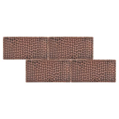 3" x 6" Hammered Copper Tile - Quantity 4 (T36DBH_PKG4)