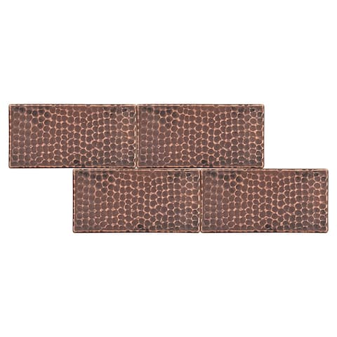3" x 6" Hammered Copper Tile - Quantity 4 (T36DBH_PKG4)