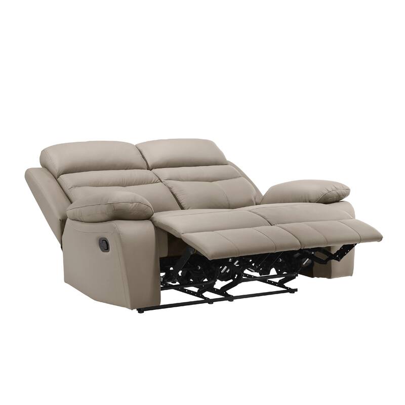Hanna Manual Double Recliner Loveseat, Latte Brown Leather, 64 Inch