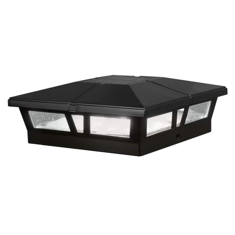 Classy Caps 6x6 Black Aluminum Cambridge Solar Post Cap (Set of 2)