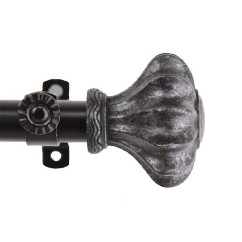 Adjustable Curtain Rod 28-48 Inch, Black Metal Rod with Finials, Window Treatment Hardware - 48
