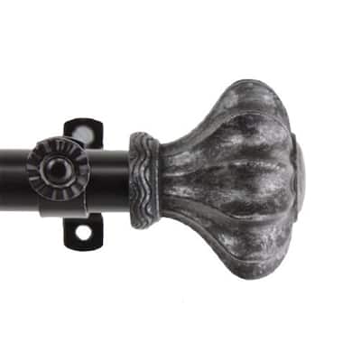 Adjustable Curtain Rod 28-48 Inch, Black Metal Rod with Finials, Window Treatment Hardware - 48