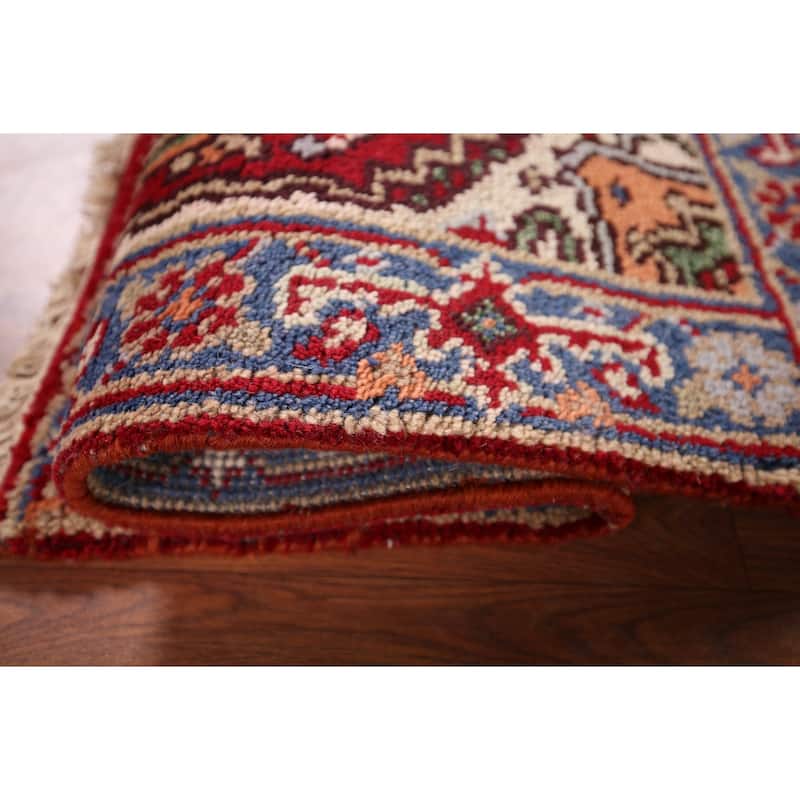 Red Heriz Serapi Indian Accent Rug Hand-Knotted Wool Carpet - 2'0" x 3'0"