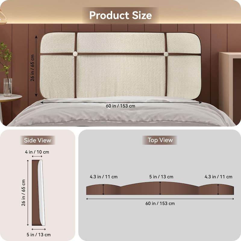 WOWMAX Mid Century Modern Upholstered Backrest Pillow, Large Floor Cushion, Headboard Pillow With Bolster Support, Beige