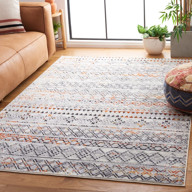 SAFAVIEH Tulum Reveka Boho Rug - 8' x 10' - Ivory Grey/Rust
