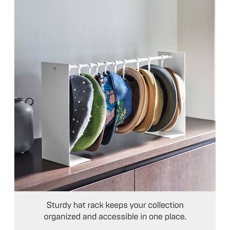 Yamazaki Home Hat Hanging Organizer, Steel, Holds 5.5 lbs, Adjustable - L 5.91 x W 27.56 x H 14.57 inches