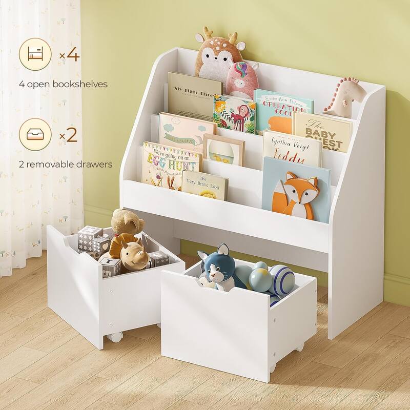 Toy Storage Organizer Kids Bookshelf 2 Drawers Book Display Kindergarten