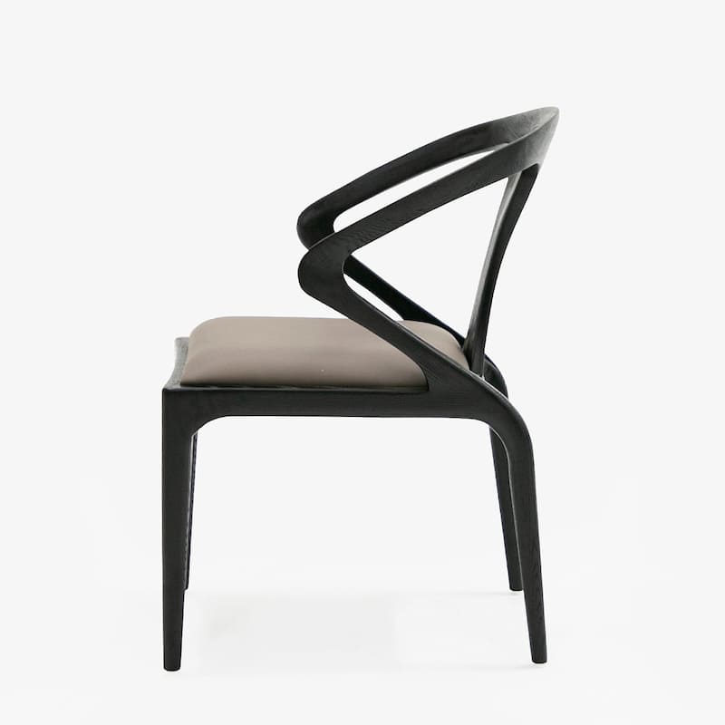 Cid Syla Dining Chair, Black Ash Wood Frame, Faux Leather Seat