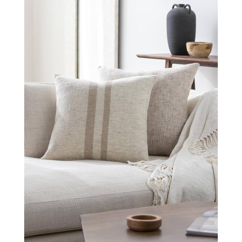 Becki Owens x Livabliss Modern Brett Lumbar Pillow Cover only - 20"L x 20"W - Down - Gray/Taupe