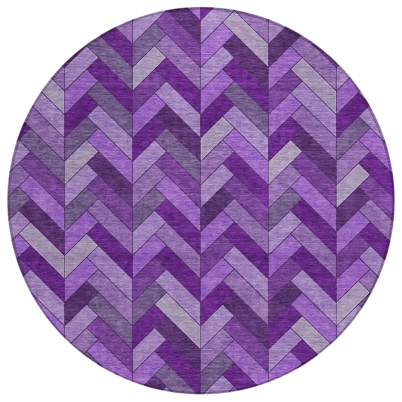 Machine Washable Indoor/ Outdoor Modern Chevron Chantille Rug