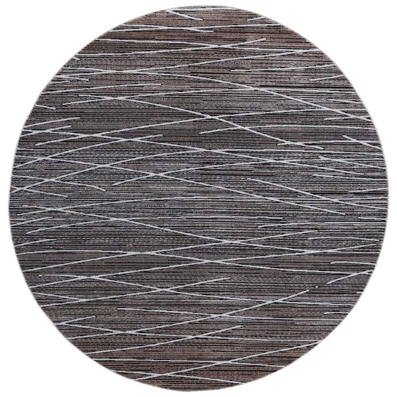 SAFAVIEH Mila Mikie Modern & Contemporary Rug - 6'7" Round - Beige/Ivory Black