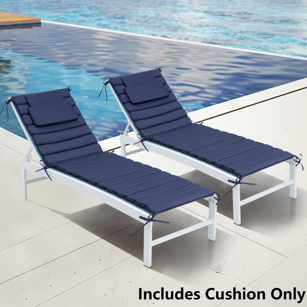 Pellebant Outdoor Chaise Lounge Cushions Patio Lounger Pad with Straps