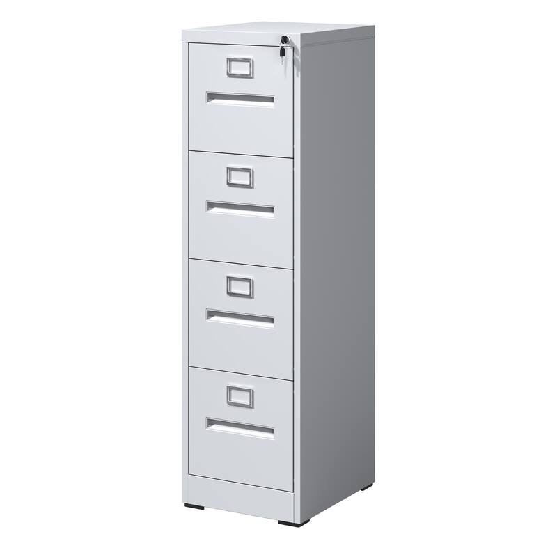 4-Drawer Locking Metal File Cabinet - White