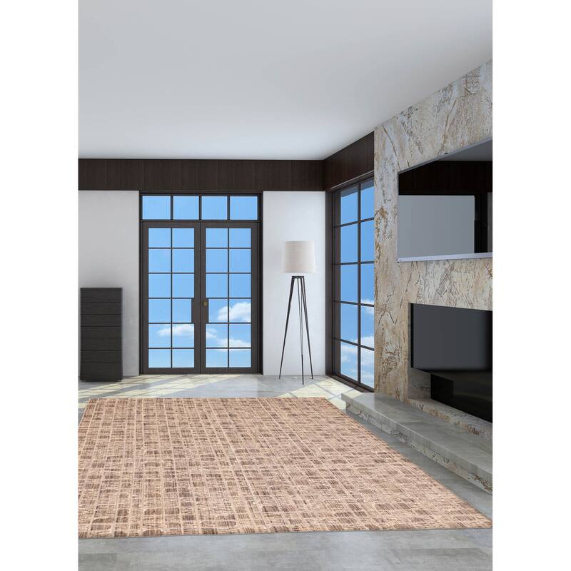 ECARPETGALLERY Hand Loomed Elysian Taupe Wool Rug - 8'0 x 10'0
