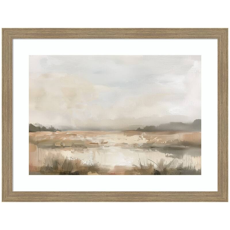 Kate and Laurel Neutral Abstract Landscape by The Creative Bunch Studio Framed Wall Art Print - 26 x 20 - Brown